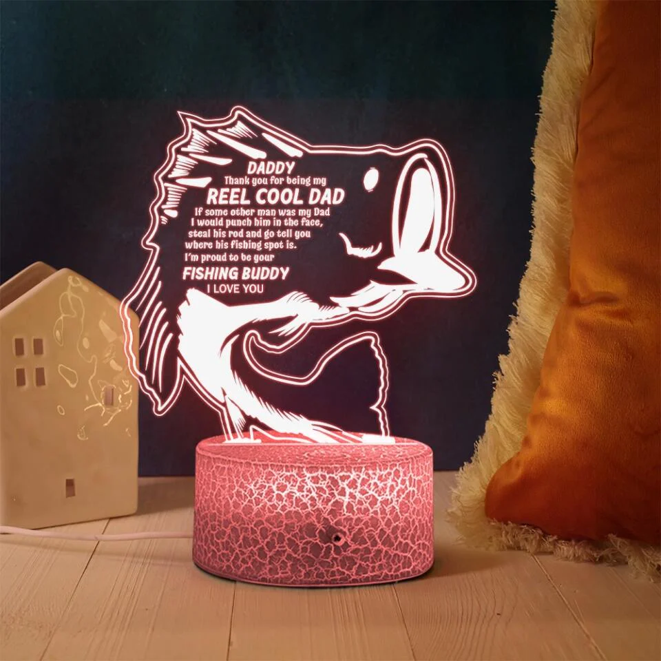 Daddy Thank You for Being My Reel Cool Dad - Fishing Buddy - Custom 3D Led Light - Father's Day Gift - Image 3