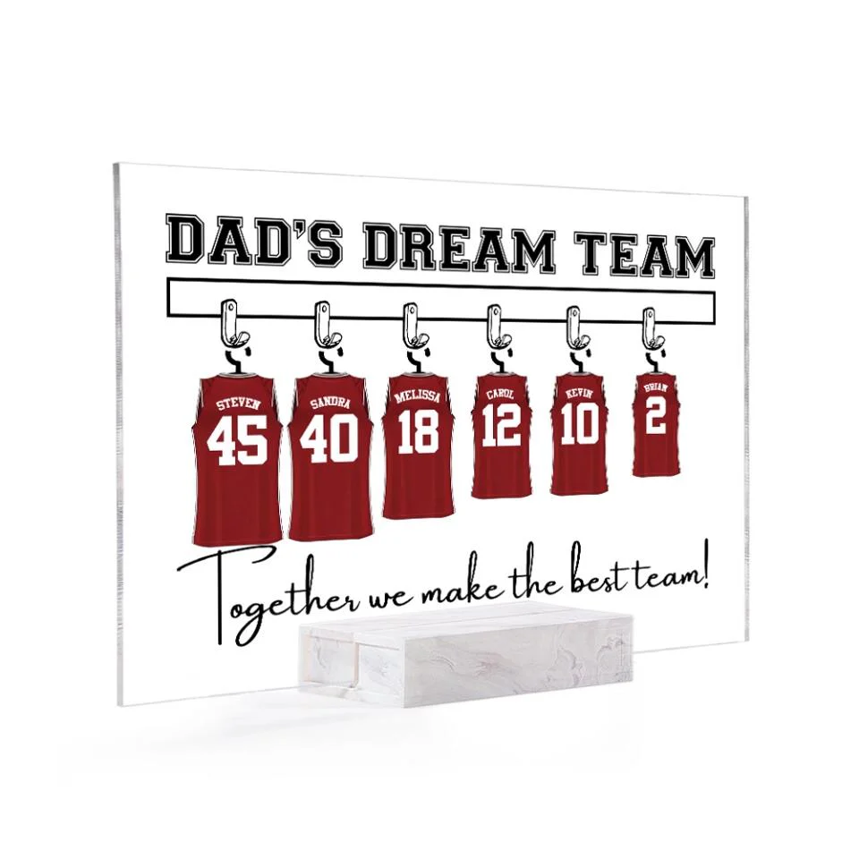 Dad's Basketball Dream Team Custom Acrylic Plaque Gift For Dad - Image 3