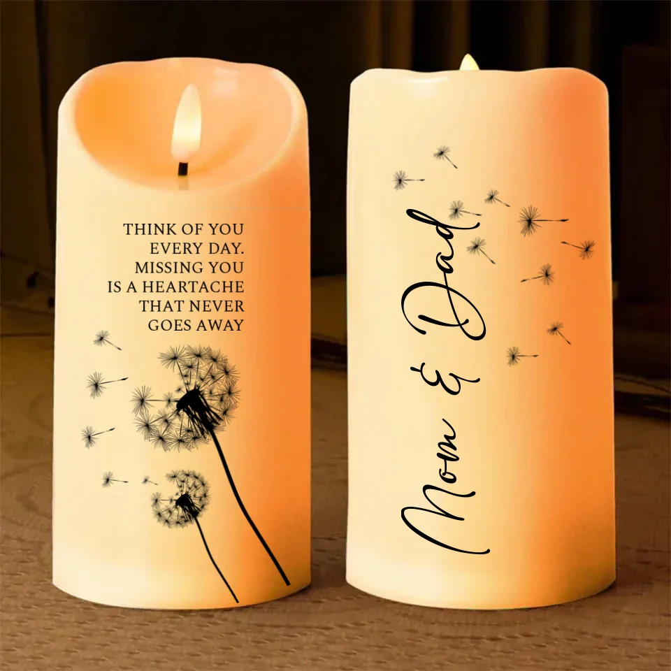 Dandelion Flowers Led Candle - Thinking of You Everyday - Personalized Remembrance Sympathy Gift for Loss of Loved Ones - Loss of Mom, Dad, Grandpa, Grandma - Image 2
