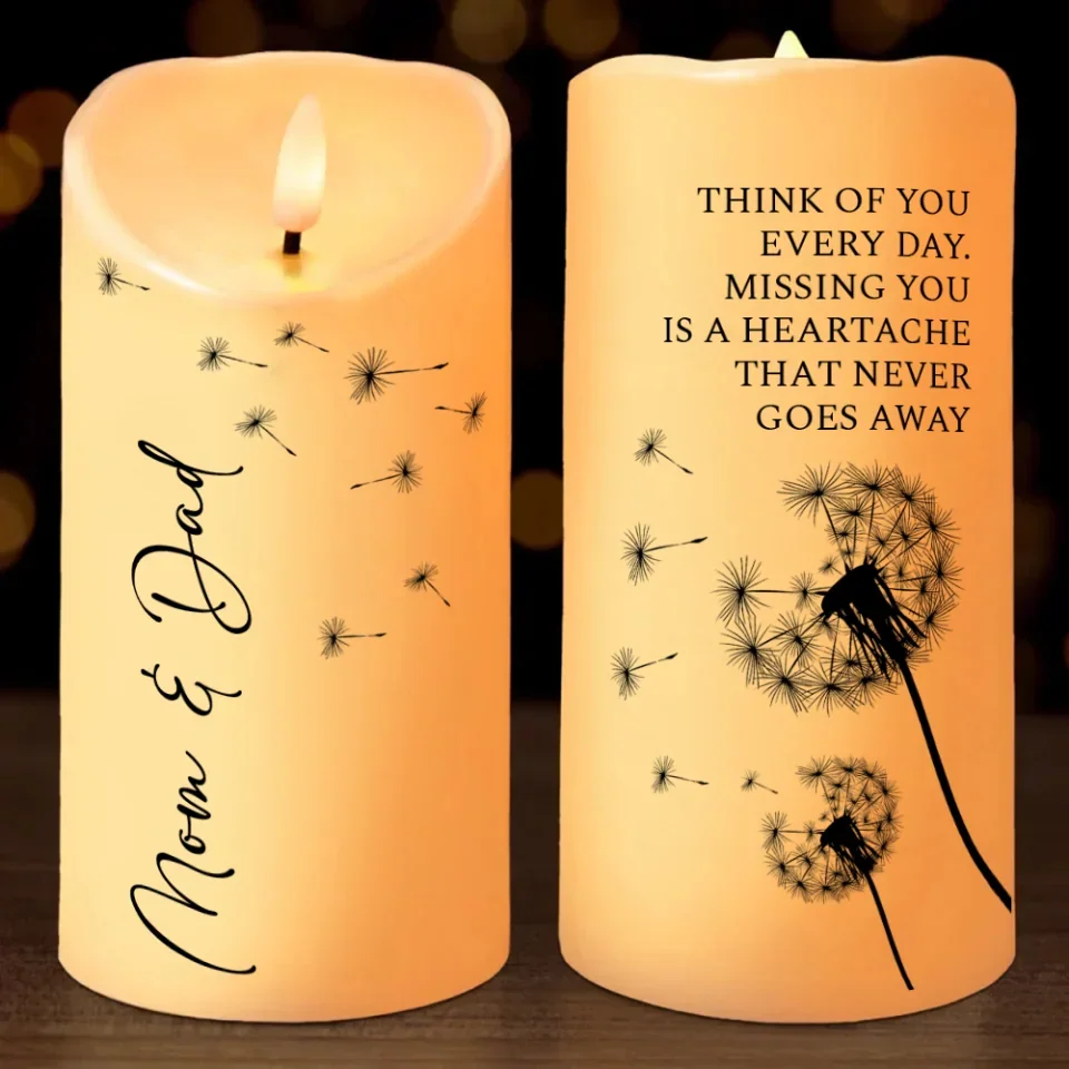 Dandelion Flowers Led Candle - Thinking of You Everyday - Personalized Remembrance Sympathy Gift for Loss of Loved Ones - Loss of Mom, Dad, Grandpa, Grandma - Image 3