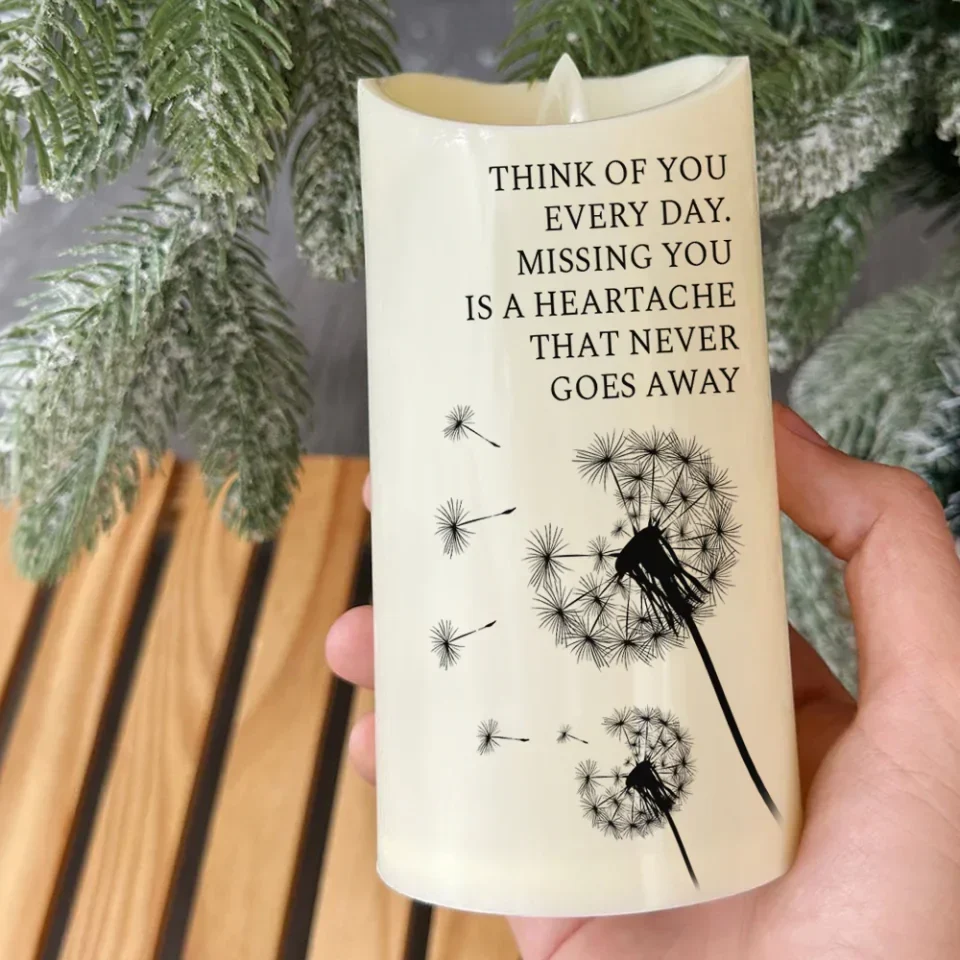 Dandelion Flowers Led Candle - Thinking of You Everyday - Personalized Remembrance Sympathy Gift for Loss of Loved Ones - Loss of Mom, Dad, Grandpa, Grandma - Image 4