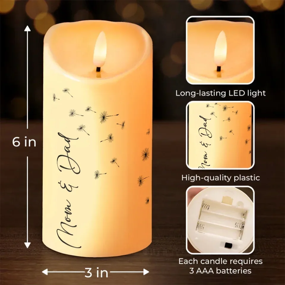 Dandelion Flowers Led Candle - Thinking of You Everyday - Personalized Remembrance Sympathy Gift for Loss of Loved Ones - Loss of Mom, Dad, Grandpa, Grandma - Image 6