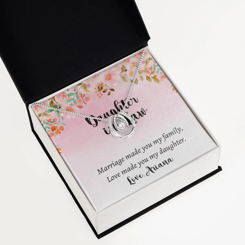 Daughter in Law Marriage Made You My Family Love Made You My Daughter - Personalized Floral Background Necklace - Gift for Daughter in Law - Image 10