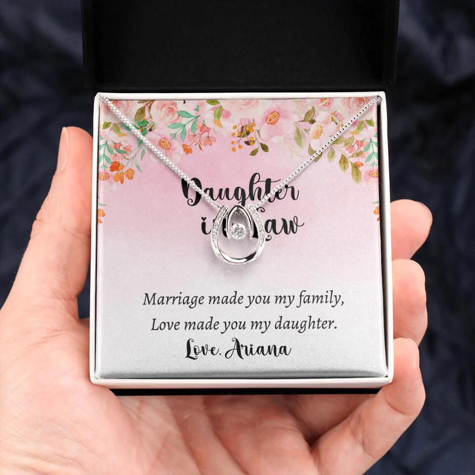 Daughter in Law Marriage Made You My Family Love Made You My Daughter - Personalized Floral Background Necklace - Gift for Daughter in Law - Image 11