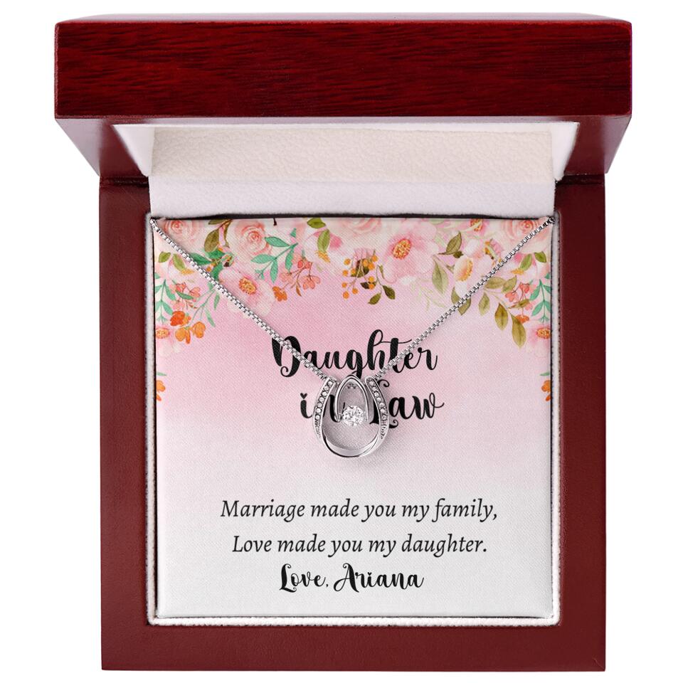 Daughter in Law Marriage Made You My Family Love Made You My Daughter - Personalized Floral Background Necklace - Gift for Daughter in Law - Image 12