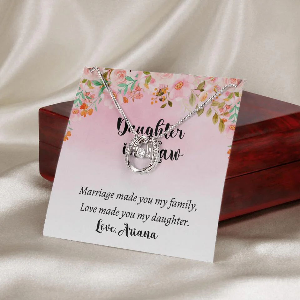 Daughter in Law Marriage Made You My Family Love Made You My Daughter - Personalized Floral Background Necklace - Gift for Daughter in Law - Image 13