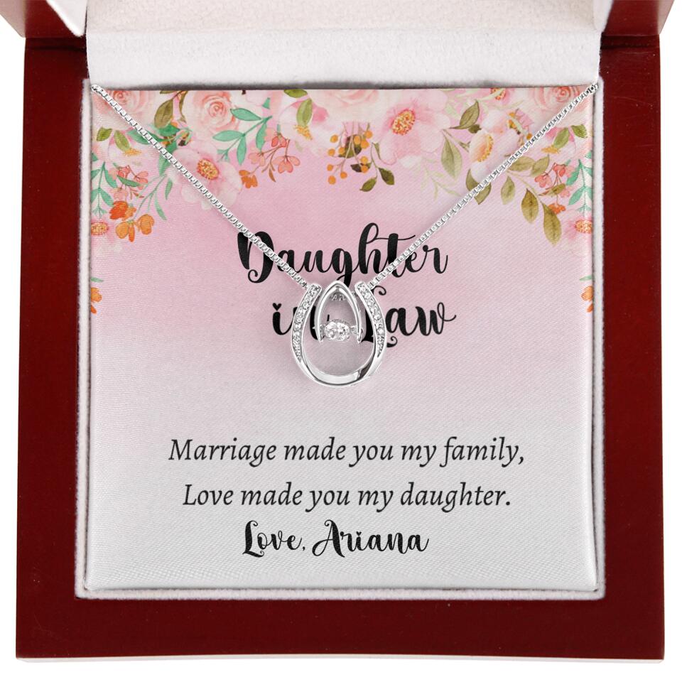 Daughter in Law Marriage Made You My Family Love Made You My Daughter - Personalized Floral Background Necklace - Gift for Daughter in Law - Image 14