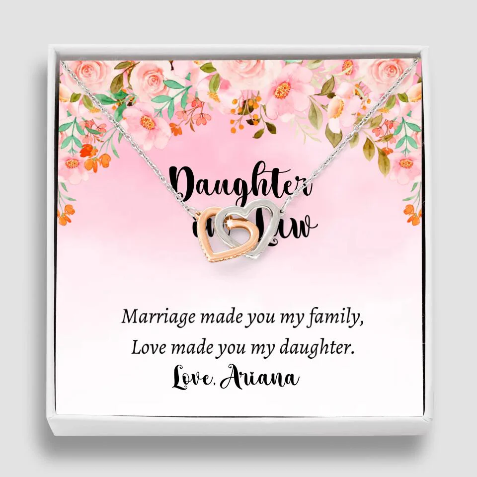 Daughter in Law Marriage Made You My Family Love Made You My Daughter - Personalized Floral Background Necklace - Gift for Daughter in Law - Image 15