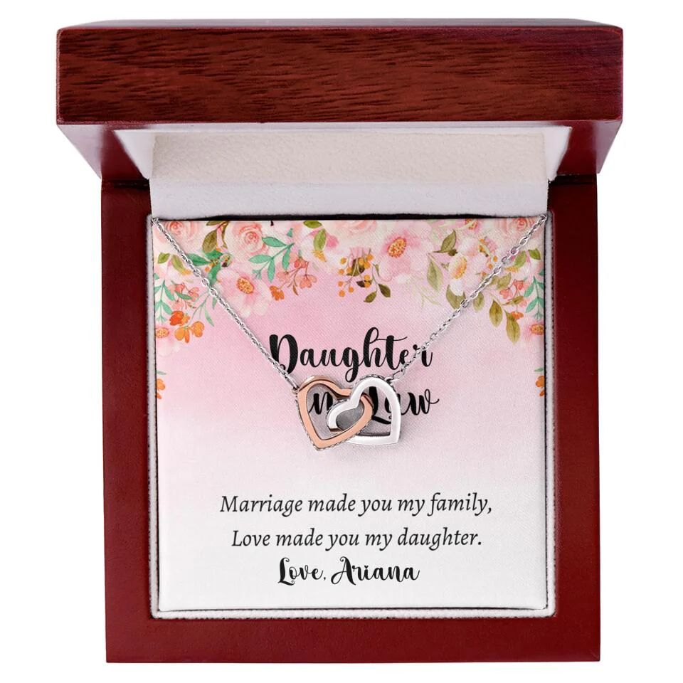 Daughter in Law Marriage Made You My Family Love Made You My Daughter - Personalized Floral Background Necklace - Gift for Daughter in Law - Image 19