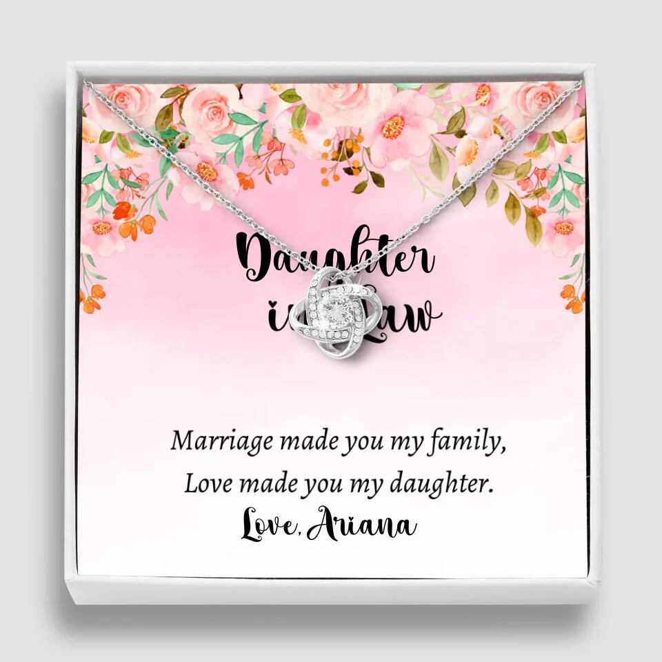 Daughter in Law Marriage Made You My Family Love Made You My Daughter - Personalized Floral Background Necklace - Gift for Daughter in Law - Image 2