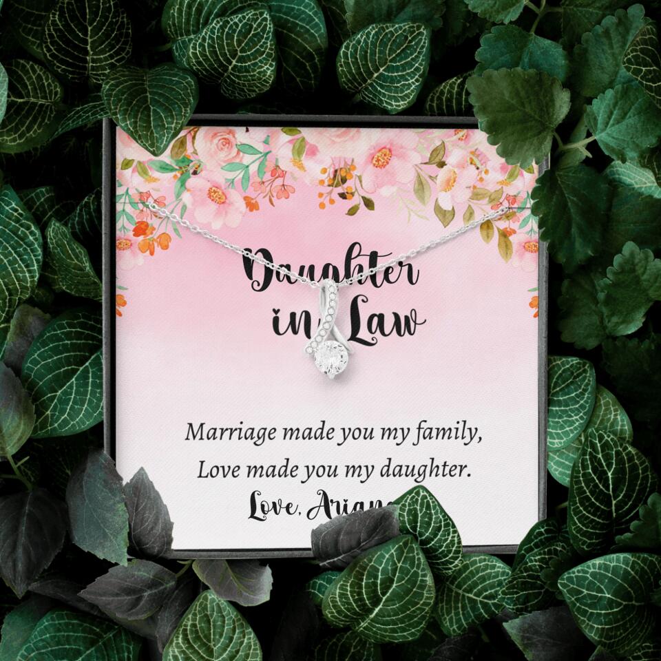 Daughter in Law Marriage Made You My Family Love Made You My Daughter - Personalized Floral Background Necklace - Gift for Daughter in Law - Image 23