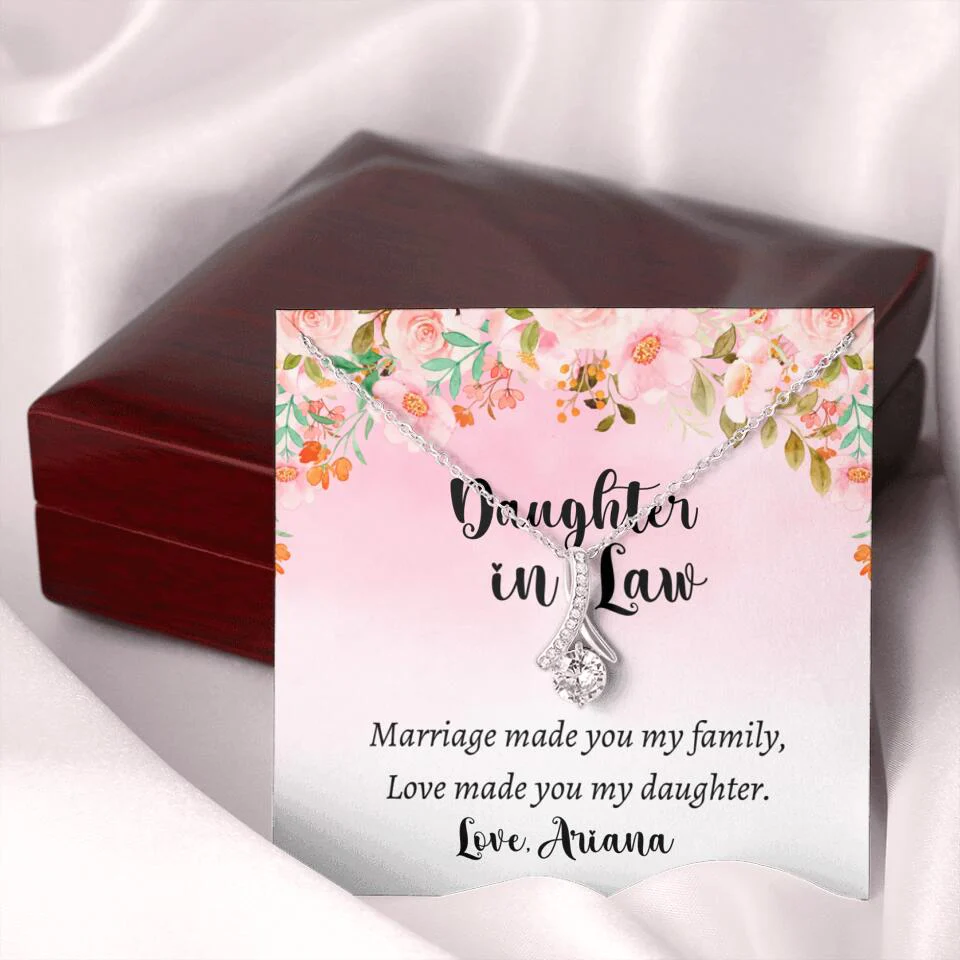 Daughter in Law Marriage Made You My Family Love Made You My Daughter - Personalized Floral Background Necklace - Gift for Daughter in Law - Image 28