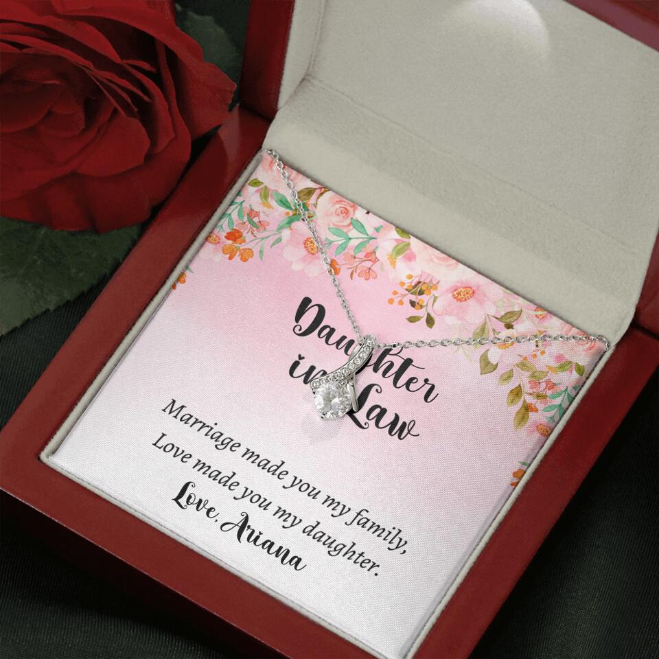 Daughter in Law Marriage Made You My Family Love Made You My Daughter - Personalized Floral Background Necklace - Gift for Daughter in Law - Image 29