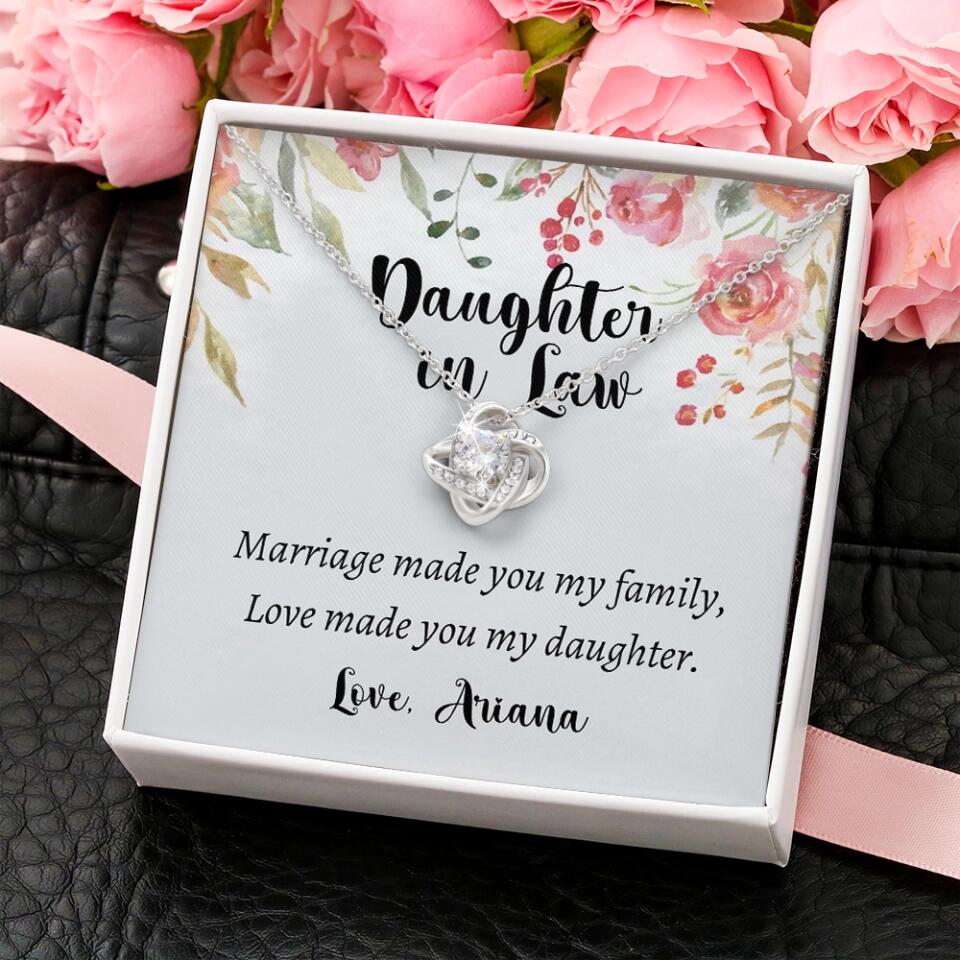 Daughter in Law Marriage Made You My Family Love Made You My Daughter - Personalized Floral Background Necklace - Gift for Daughter in Law - Image 3