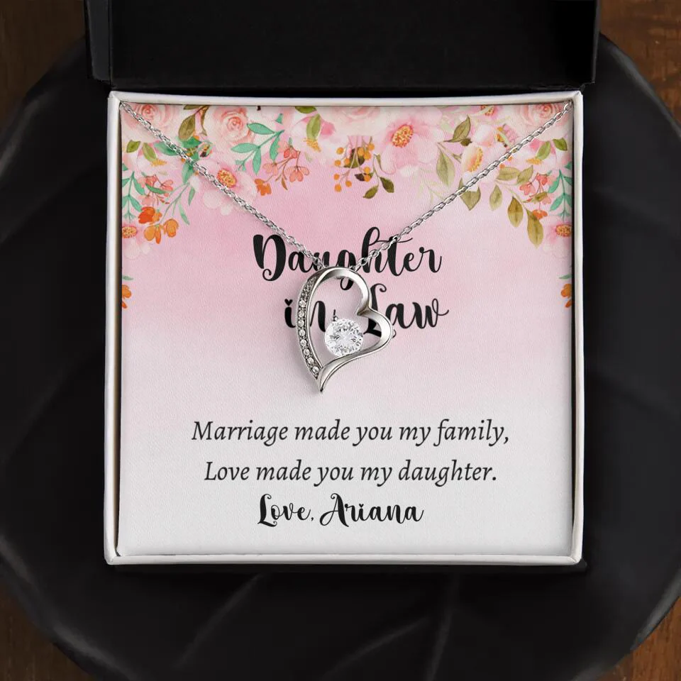 Daughter in Law Marriage Made You My Family Love Made You My Daughter - Personalized Floral Background Necklace - Gift for Daughter in Law - Image 30