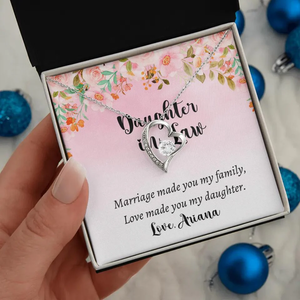Daughter in Law Marriage Made You My Family Love Made You My Daughter - Personalized Floral Background Necklace - Gift for Daughter in Law - Image 31