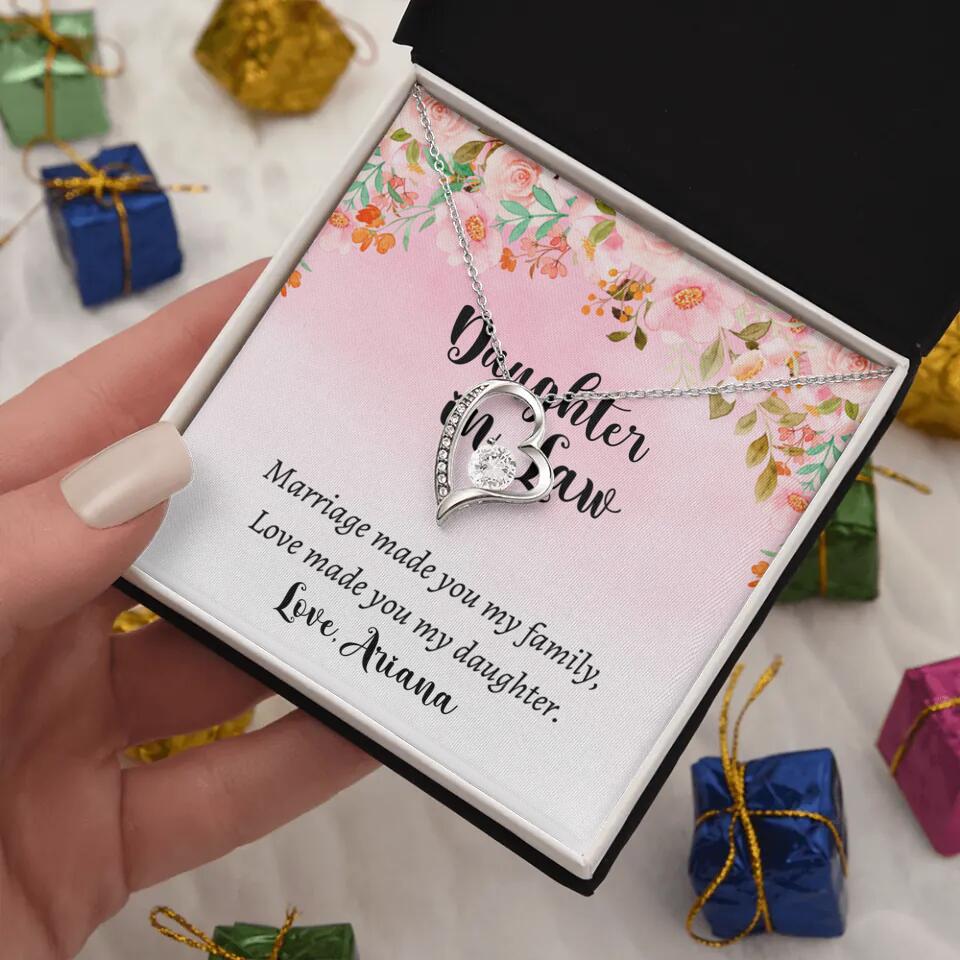 Daughter in Law Marriage Made You My Family Love Made You My Daughter - Personalized Floral Background Necklace - Gift for Daughter in Law - Image 32