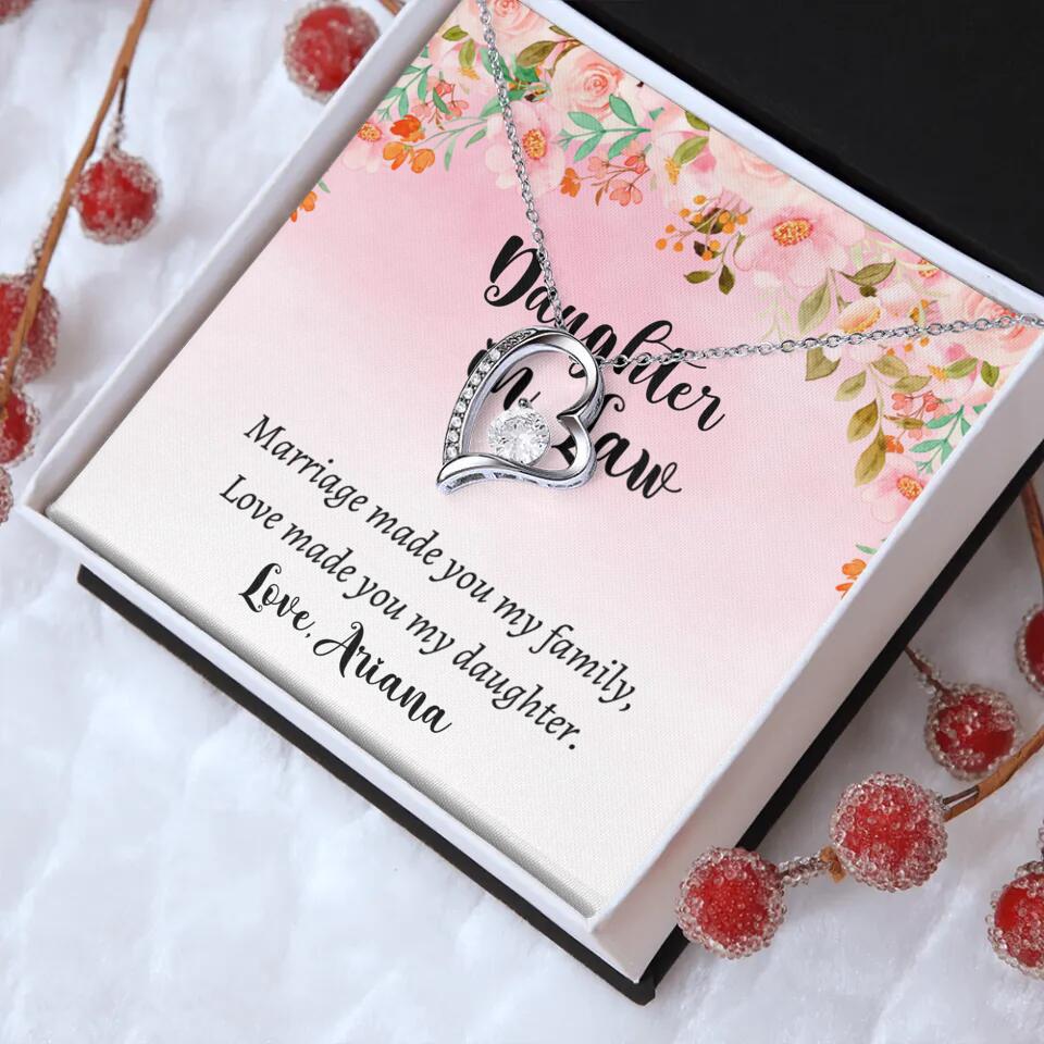 Daughter in Law Marriage Made You My Family Love Made You My Daughter - Personalized Floral Background Necklace - Gift for Daughter in Law - Image 33