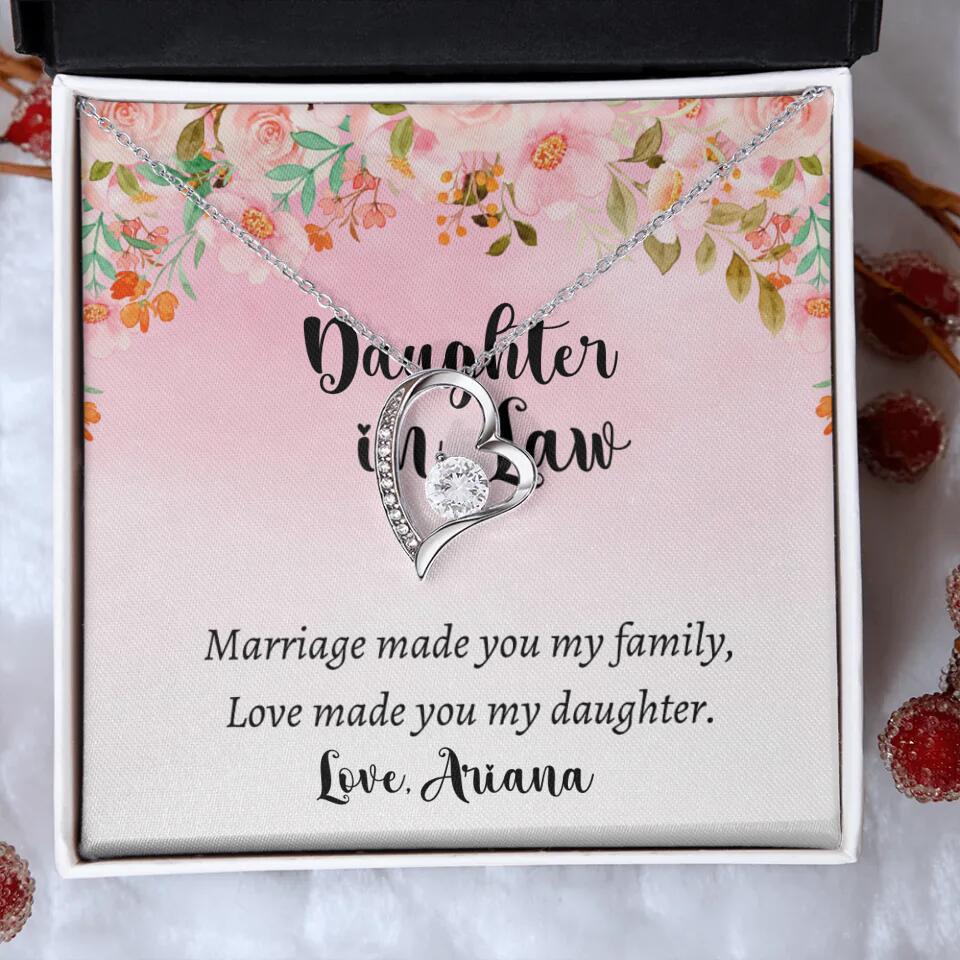 Daughter in Law Marriage Made You My Family Love Made You My Daughter - Personalized Floral Background Necklace - Gift for Daughter in Law - Image 34