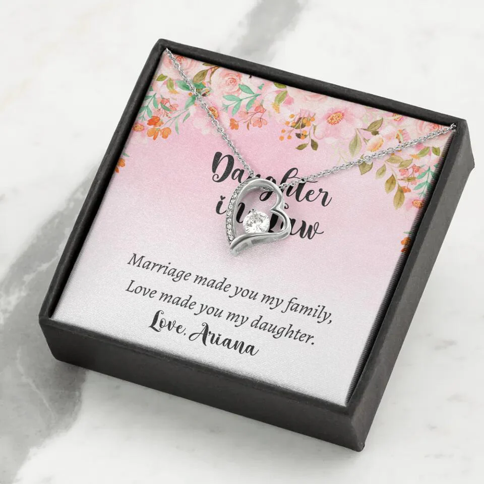 Daughter in Law Marriage Made You My Family Love Made You My Daughter - Personalized Floral Background Necklace - Gift for Daughter in Law - Image 35