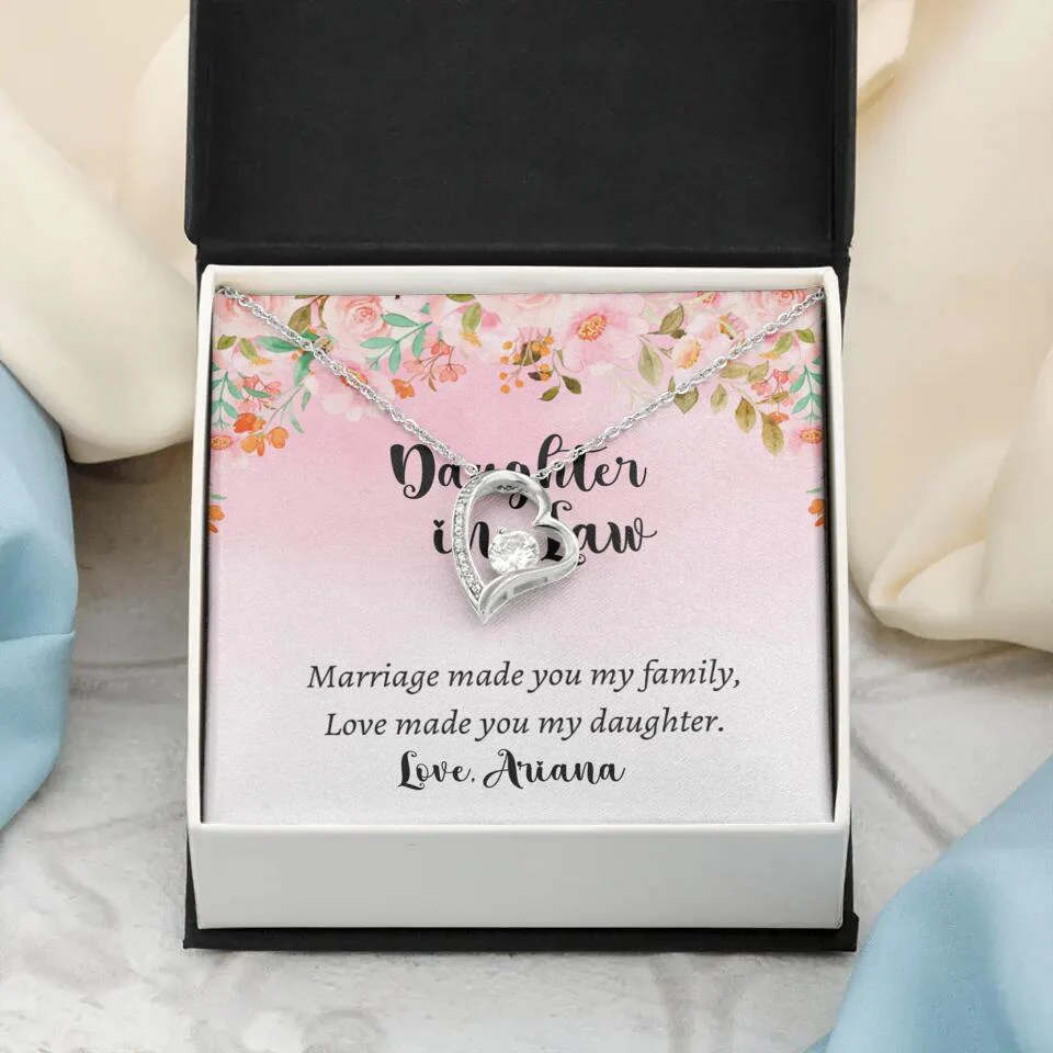 Daughter in Law Marriage Made You My Family Love Made You My Daughter - Personalized Floral Background Necklace - Gift for Daughter in Law - Image 36