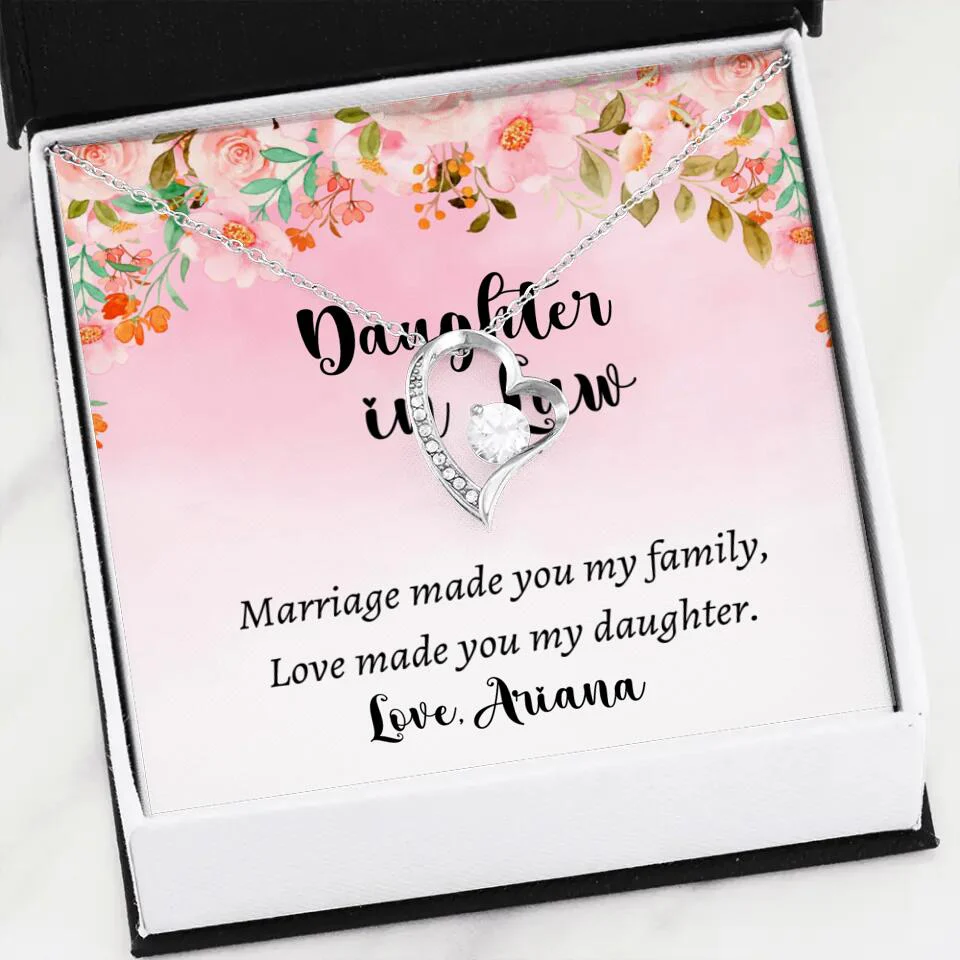 Daughter in Law Marriage Made You My Family Love Made You My Daughter - Personalized Floral Background Necklace - Gift for Daughter in Law - Image 37