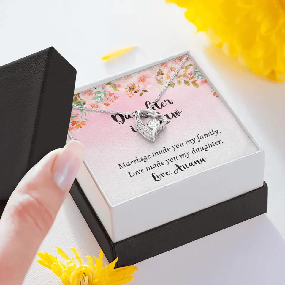 Daughter in Law Marriage Made You My Family Love Made You My Daughter - Personalized Floral Background Necklace - Gift for Daughter in Law - Image 38