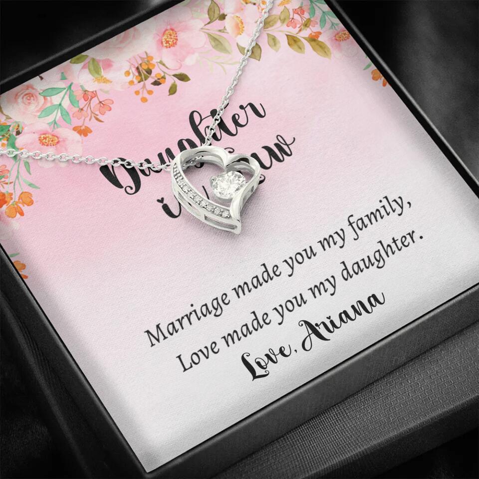 Daughter in Law Marriage Made You My Family Love Made You My Daughter - Personalized Floral Background Necklace - Gift for Daughter in Law - Image 39
