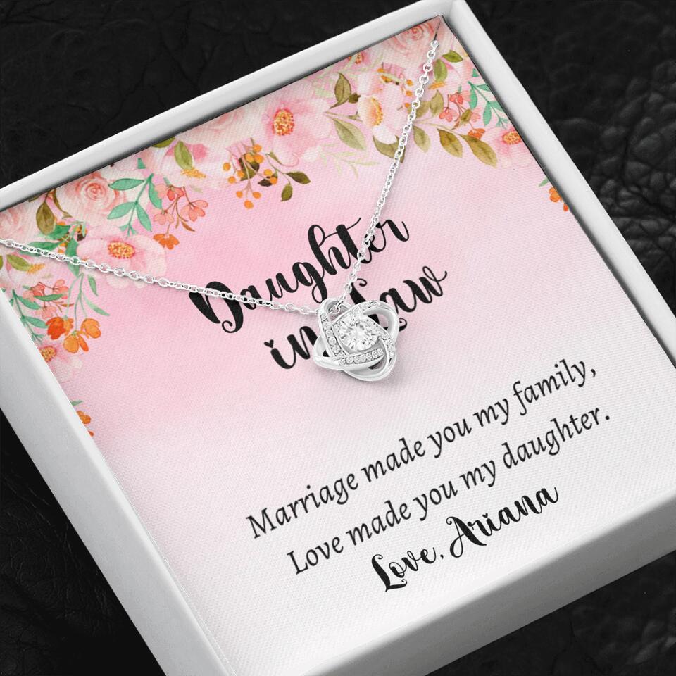 Daughter in Law Marriage Made You My Family Love Made You My Daughter - Personalized Floral Background Necklace - Gift for Daughter in Law - Image 4
