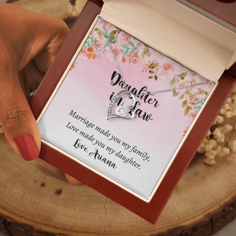 Daughter in Law Marriage Made You My Family Love Made You My Daughter - Personalized Floral Background Necklace - Gift for Daughter in Law - Image 40