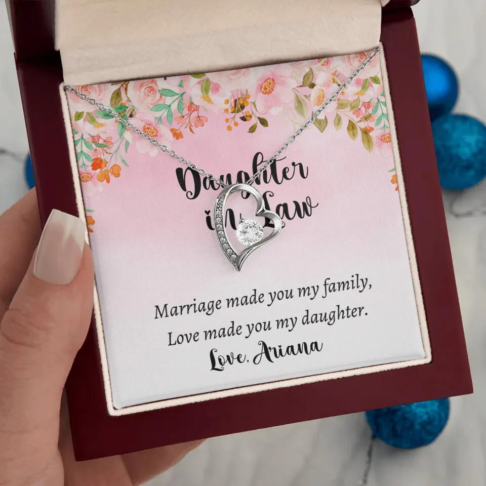 Daughter in Law Marriage Made You My Family Love Made You My Daughter - Personalized Floral Background Necklace - Gift for Daughter in Law - Image 41