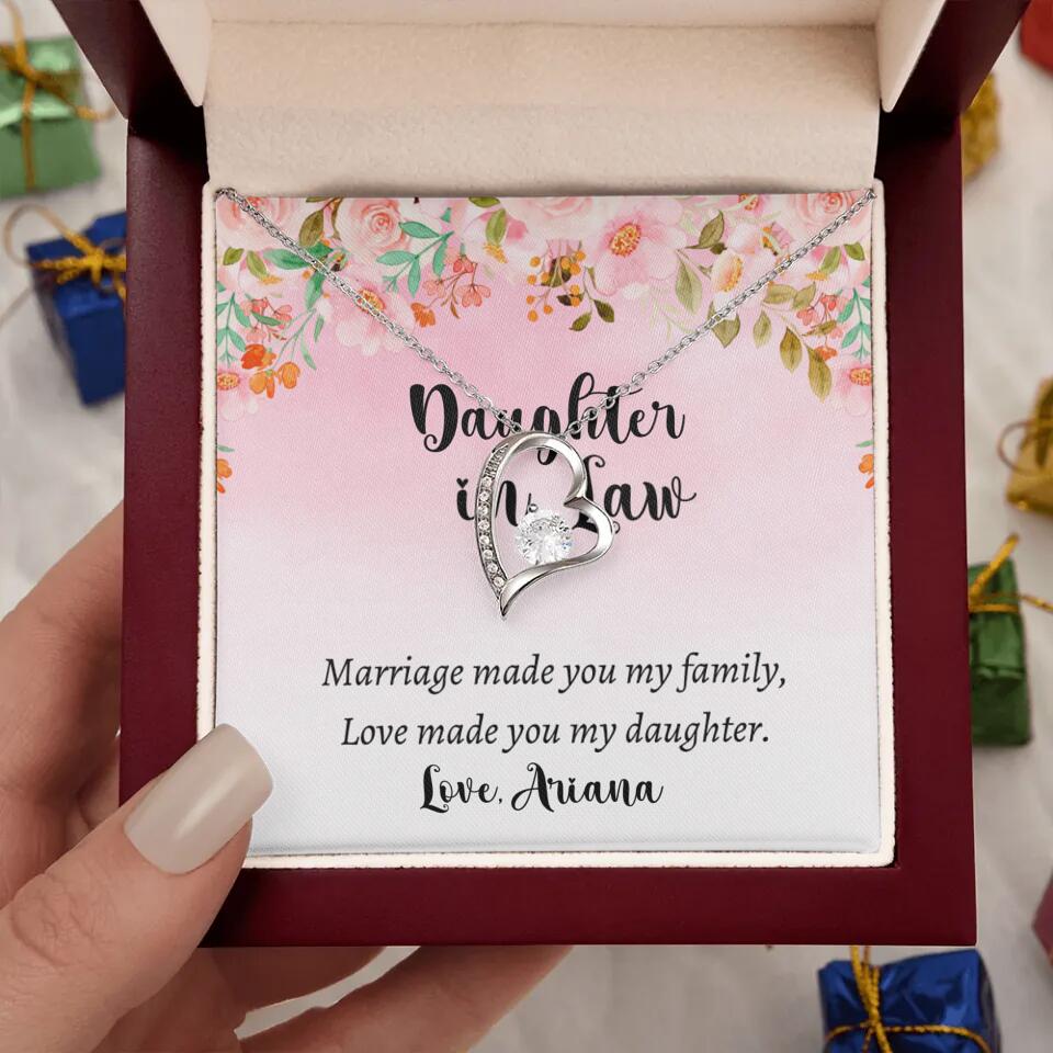 Daughter in Law Marriage Made You My Family Love Made You My Daughter - Personalized Floral Background Necklace - Gift for Daughter in Law - Image 42
