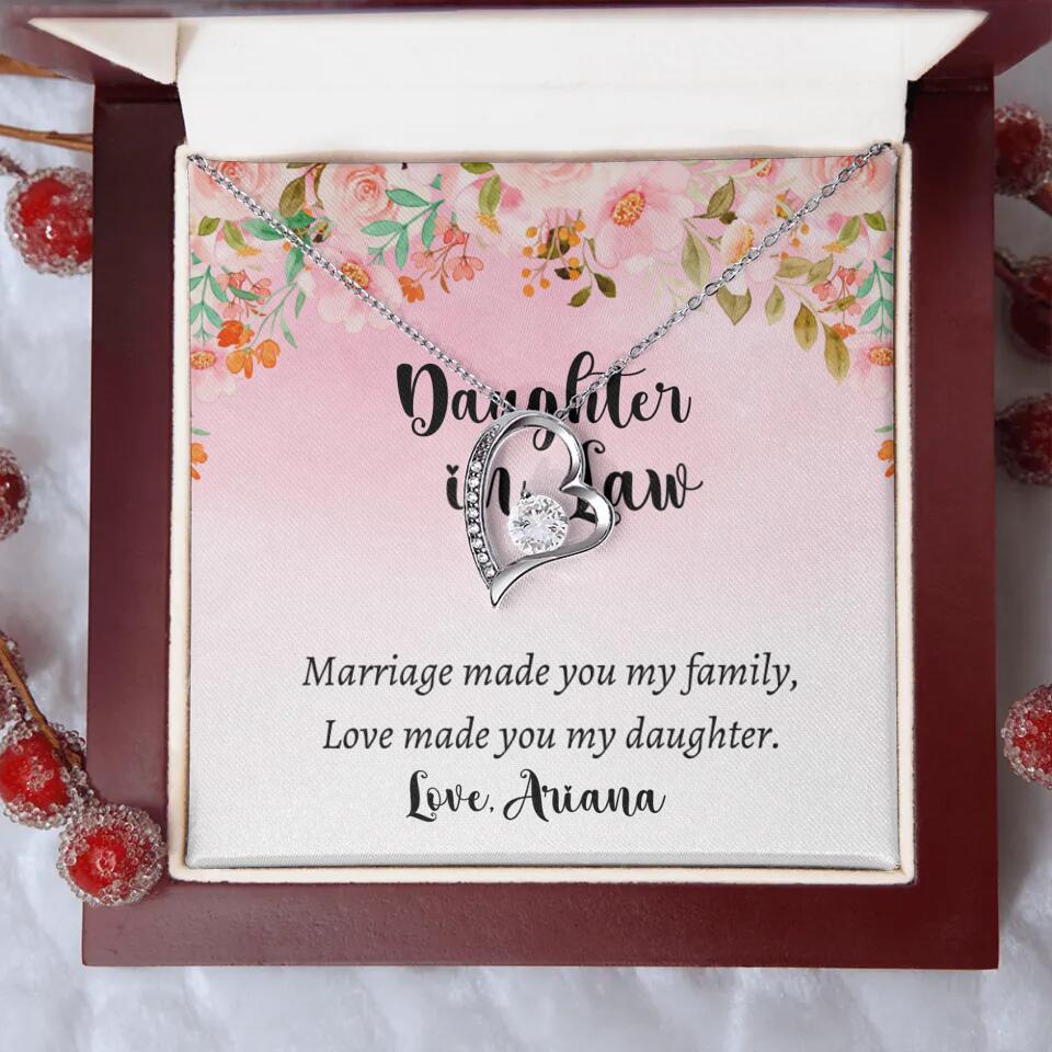 Daughter in Law Marriage Made You My Family Love Made You My Daughter - Personalized Floral Background Necklace - Gift for Daughter in Law - Image 43