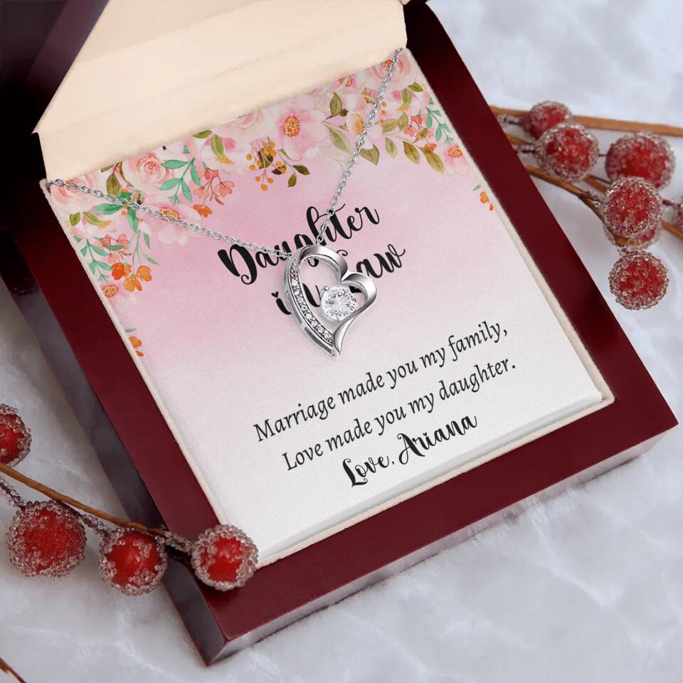 Daughter in Law Marriage Made You My Family Love Made You My Daughter - Personalized Floral Background Necklace - Gift for Daughter in Law - Image 44