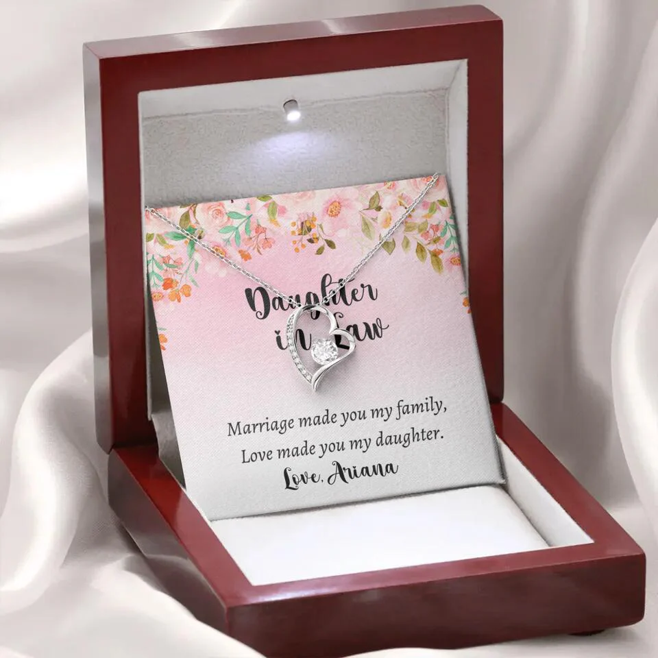 Daughter in Law Marriage Made You My Family Love Made You My Daughter - Personalized Floral Background Necklace - Gift for Daughter in Law - Image 45