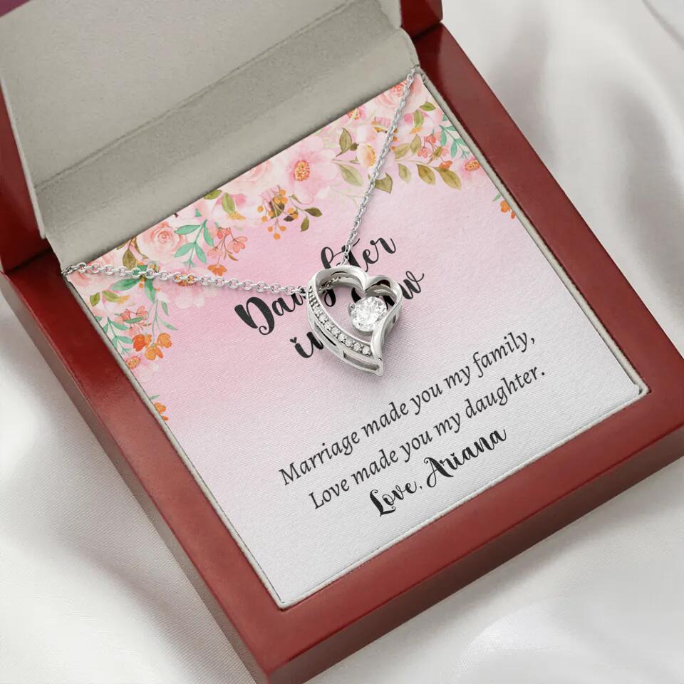 Daughter in Law Marriage Made You My Family Love Made You My Daughter - Personalized Floral Background Necklace - Gift for Daughter in Law - Image 46