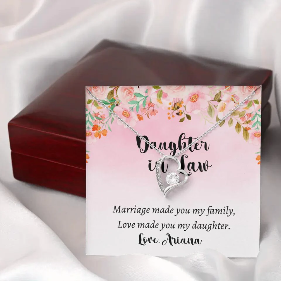 Daughter in Law Marriage Made You My Family Love Made You My Daughter - Personalized Floral Background Necklace - Gift for Daughter in Law - Image 47