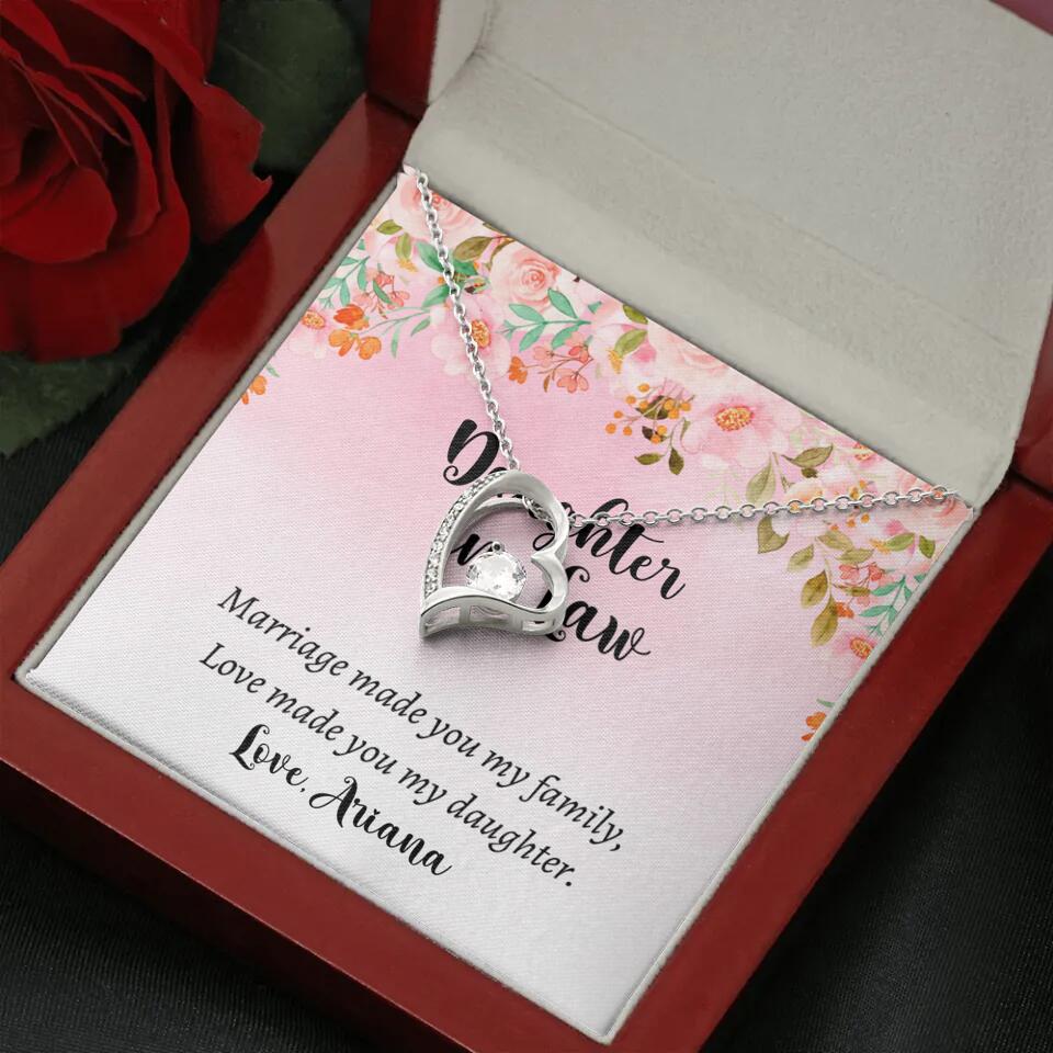 Daughter in Law Marriage Made You My Family Love Made You My Daughter - Personalized Floral Background Necklace - Gift for Daughter in Law - Image 48