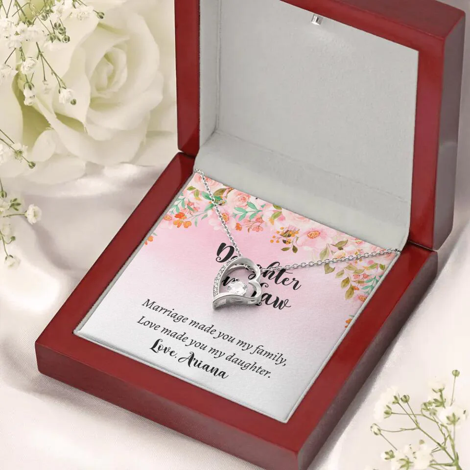 Daughter in Law Marriage Made You My Family Love Made You My Daughter - Personalized Floral Background Necklace - Gift for Daughter in Law - Image 49
