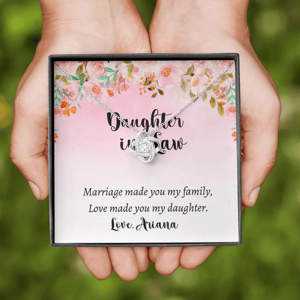 Daughter in Law Marriage Made You My Family Love Made You My Daughter - Personalized Floral Background Necklace - Gift for Daughter in Law - Image 5
