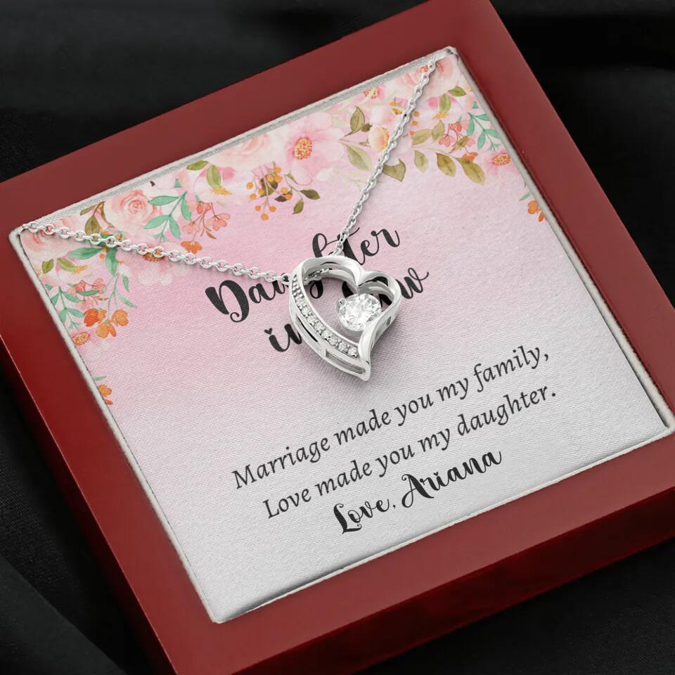 Daughter in Law Marriage Made You My Family Love Made You My Daughter - Personalized Floral Background Necklace - Gift for Daughter in Law - Image 50