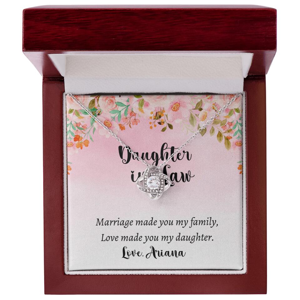 Daughter in Law Marriage Made You My Family Love Made You My Daughter - Personalized Floral Background Necklace - Gift for Daughter in Law - Image 6