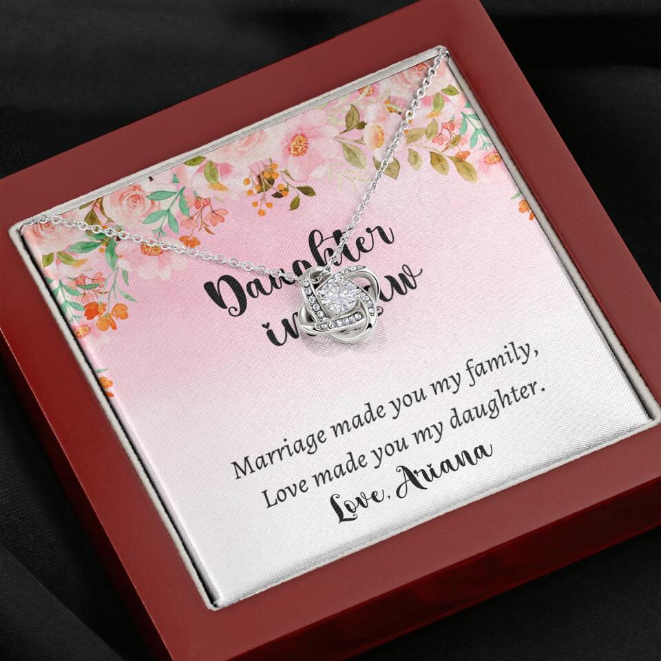 Daughter in Law Marriage Made You My Family Love Made You My Daughter - Personalized Floral Background Necklace - Gift for Daughter in Law - Image 7