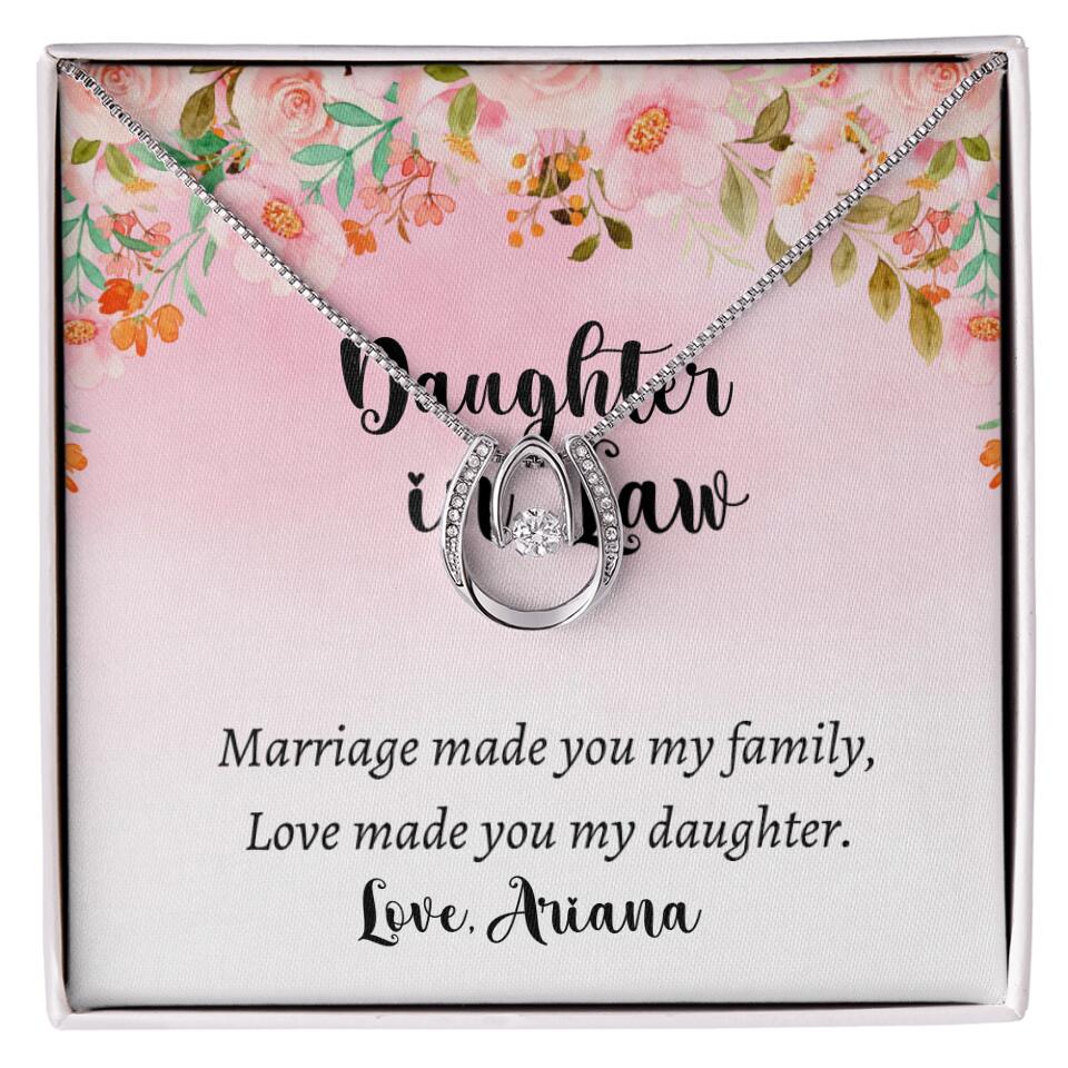 Daughter in Law Marriage Made You My Family Love Made You My Daughter - Personalized Floral Background Necklace - Gift for Daughter in Law - Image 8