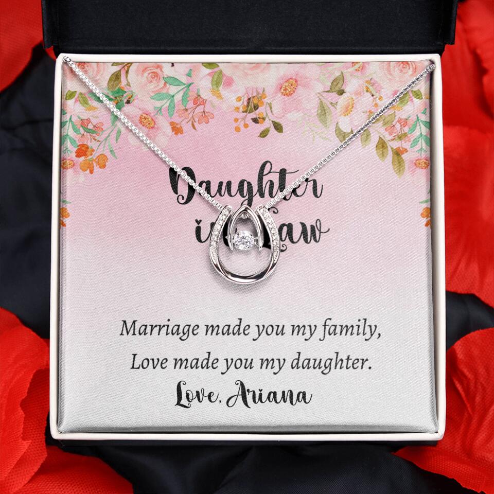 Daughter in Law Marriage Made You My Family Love Made You My Daughter - Personalized Floral Background Necklace - Gift for Daughter in Law - Image 9