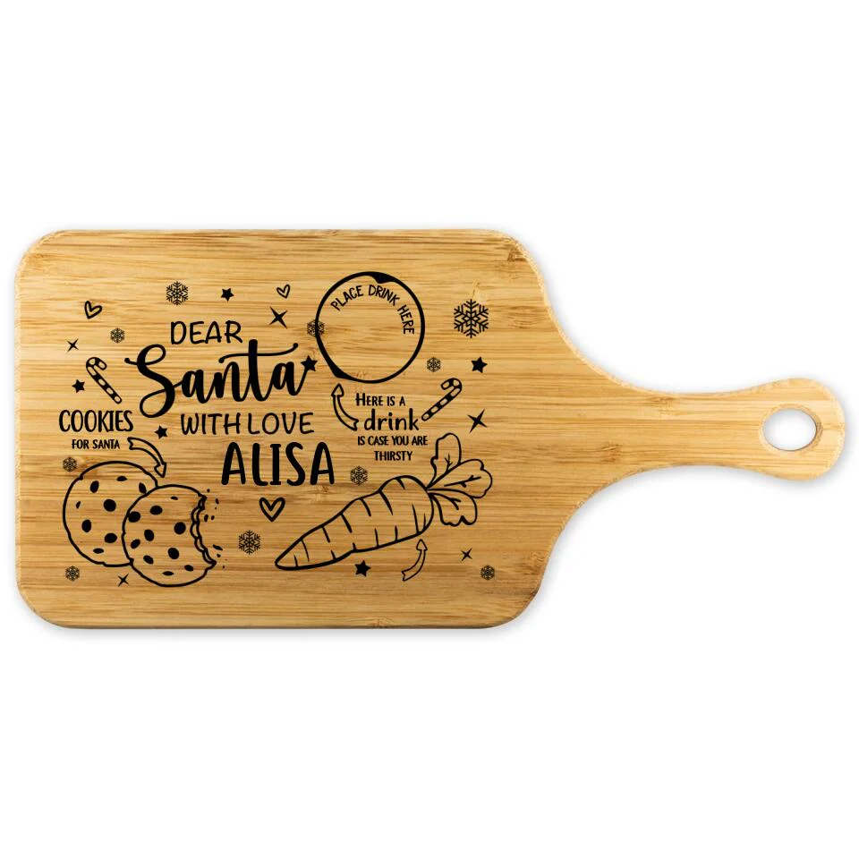 Dear Santa With Love Place Drink - Housewarming Gifts - Custom Wooden Cutting Board - Christmas Gifts - Image 2