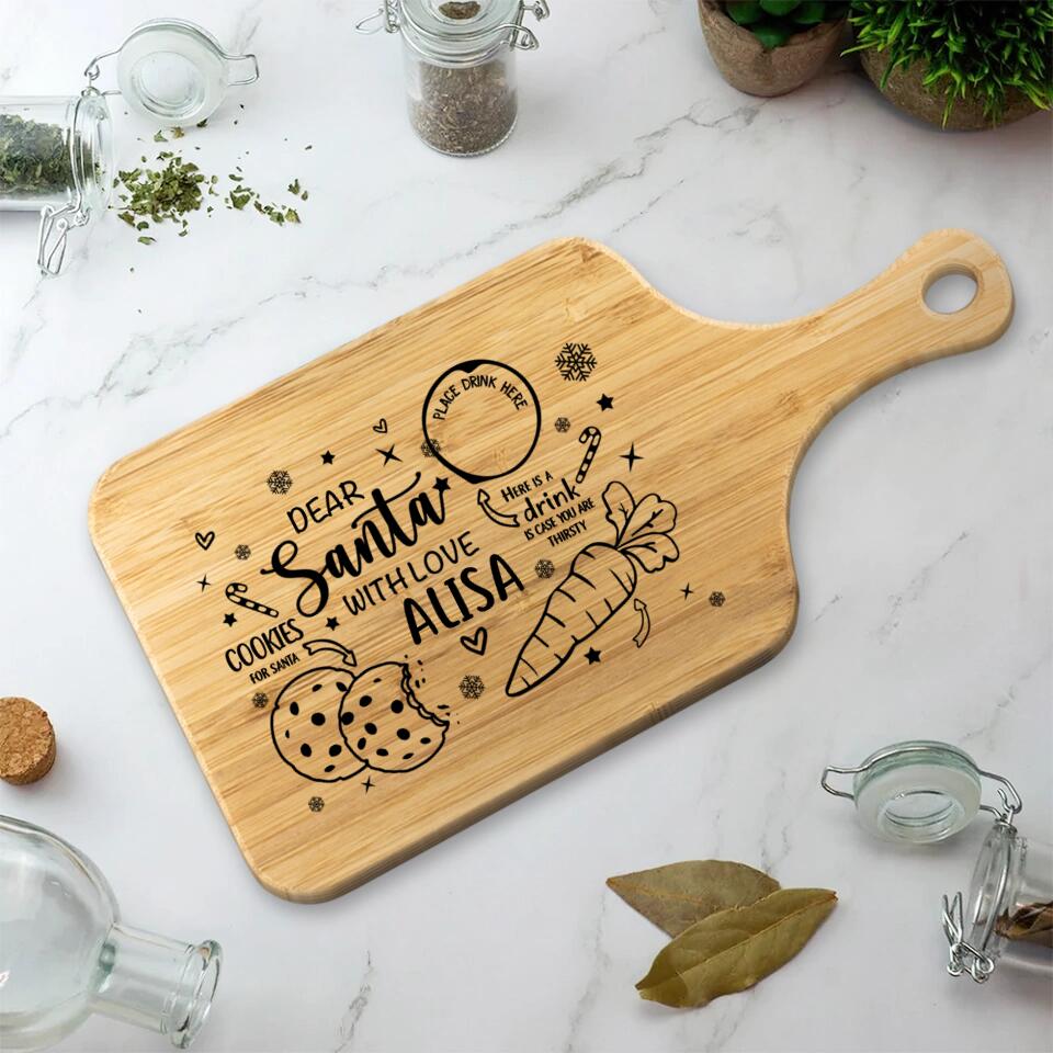 Dear Santa With Love Place Drink - Housewarming Gifts - Custom Wooden Cutting Board - Christmas Gifts - Image 3