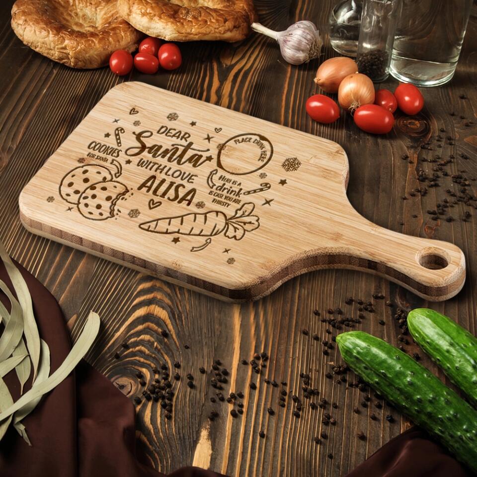 Dear Santa With Love Place Drink - Housewarming Gifts - Custom Wooden Cutting Board - Christmas Gifts - Image 5