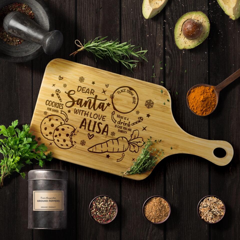 Dear Santa With Love Place Drink - Housewarming Gifts - Custom Wooden Cutting Board - Christmas Gifts - Image 6