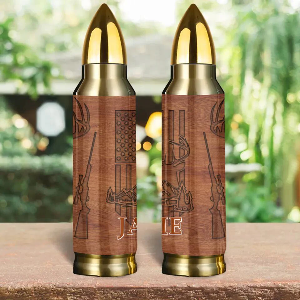 Deer Hunting American Flag Custom Bullet Tumbler Anniversary Gifts For Him - Image 3